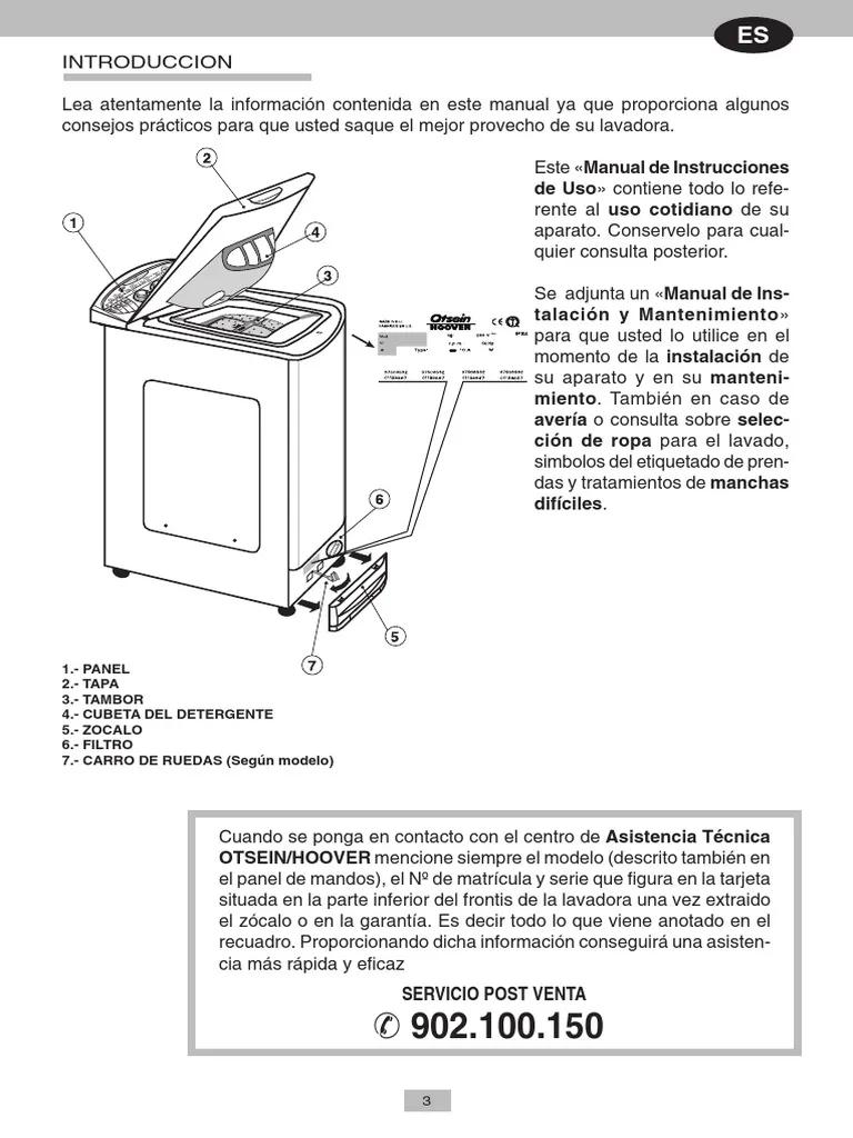 lavadora hoover instrucciones - Qué significa One Touch en la lavadora